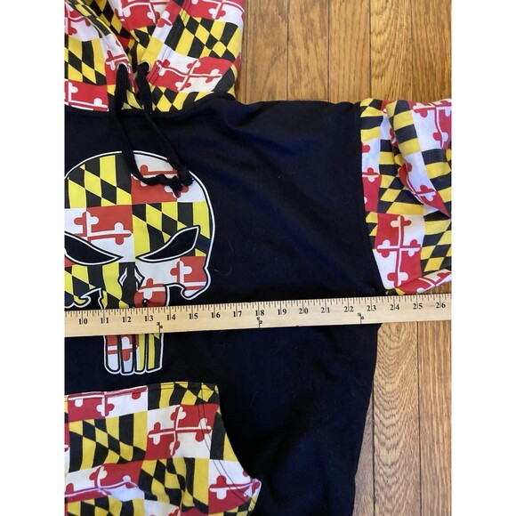Maryland Flag & Skull Hoodie Hooded Sweatshirt Mens Large NASCAR - Picture 5 of 9